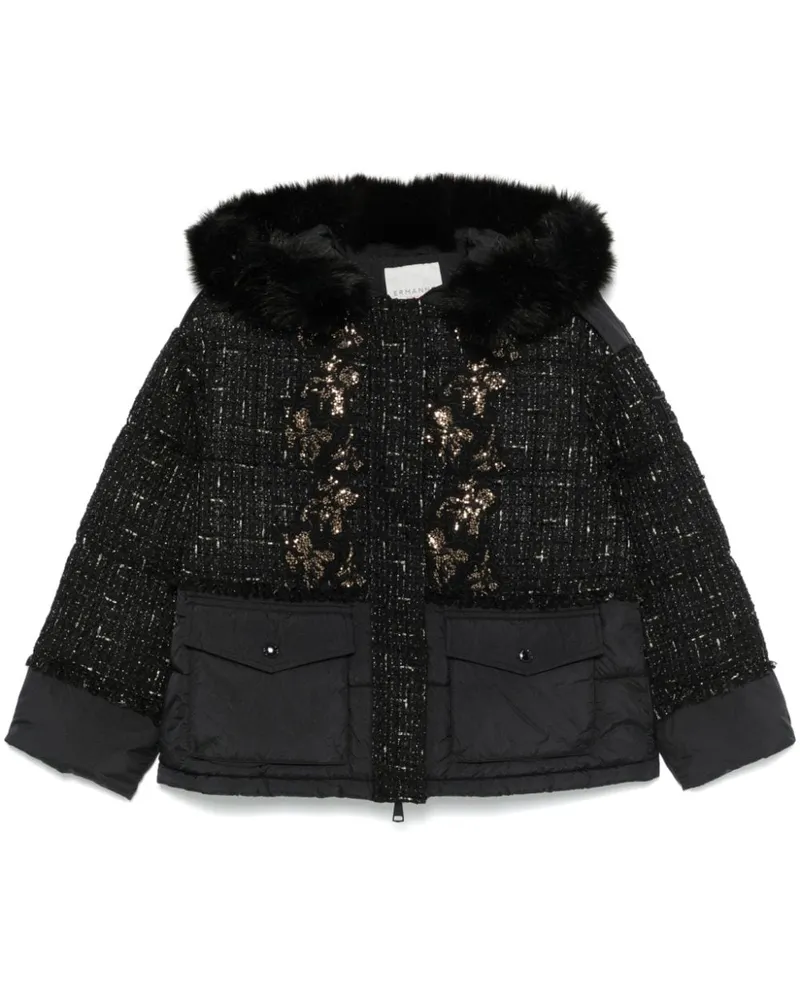 Ermanno Scervino Jacke aus Bouclé-Tweed Schwarz