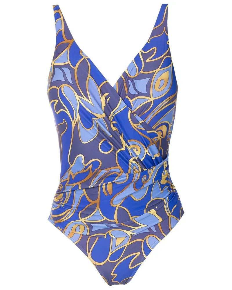 Lygia & Nanny Badeanzug mit grafischem Print - Blau Blau