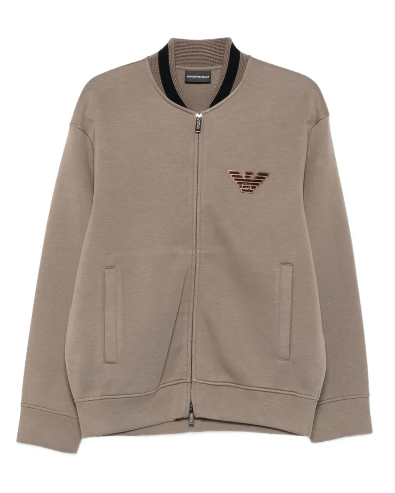 Emporio Armani eagle-embellished zip-up jacket - Braun Braun