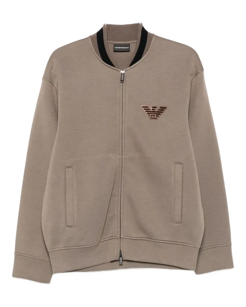 Emporio Armani eagle-embellished zip-up jacket - Braun Braun