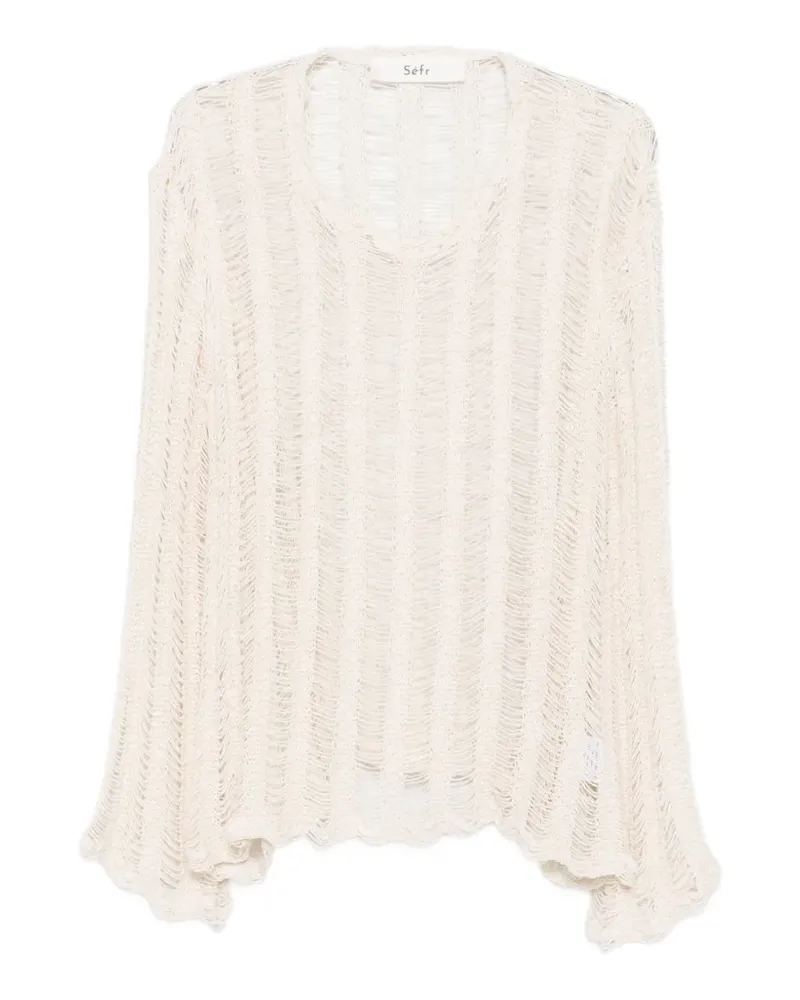 Séfr Aetas ladder-knit long-sleeve sweater - Weiß Weiß