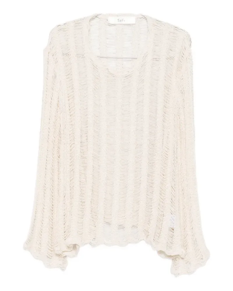 Séfr Aetas ladder-knit long-sleeve sweater - Weiß Weiß