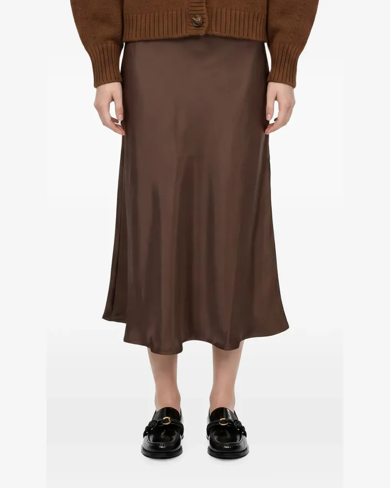 Soeur satin-finish elasticated-waistband midi skirt - Braun Braun