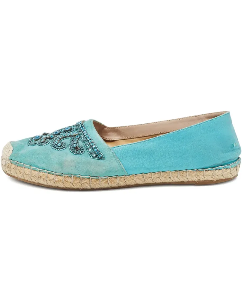 Le Silla Flache Jute-Espadrilles mit Verzierung - Blau Blau