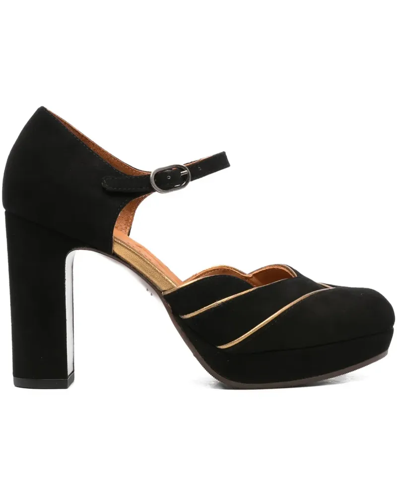 Chie Mihara Plateau-Sandalen mit goldfarbenem Detail 100mm - Schwarz Schwarz
