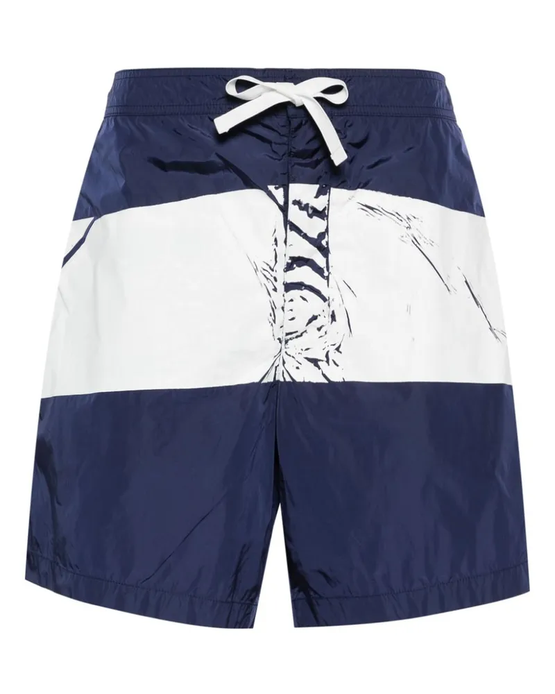 Stone Island Gestreifte Badeshorts - Blau Blau