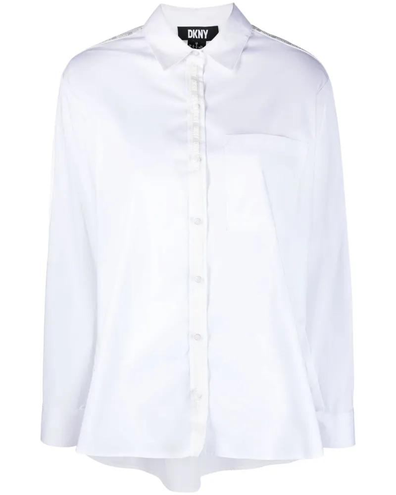 DKNY T-Shirt mit Logo-Streifen Weiß
