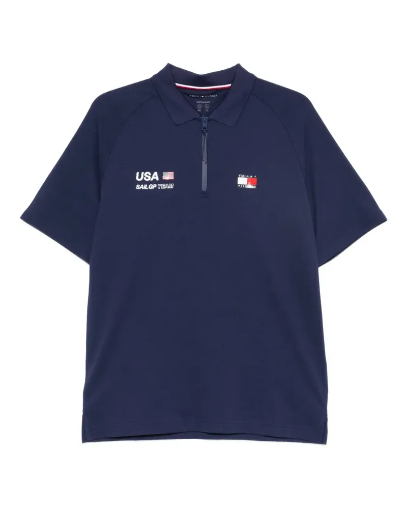 Tommy Hilfiger Us Sail Gp logo-print zip-fastening polo shirt - Blau Blau
