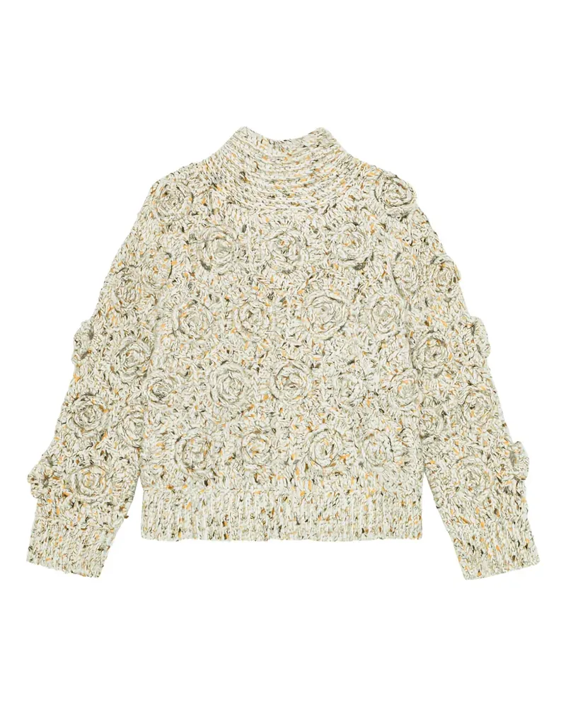 Ganni flower-knit sweater - Nude Nude