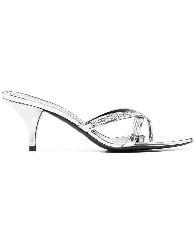 Tom Ford Mules im Metallic-Look - Silber Silber
