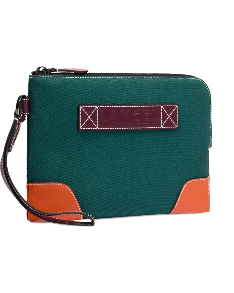 Lancel Clutch mit Lederbesatz - Grün Grün
