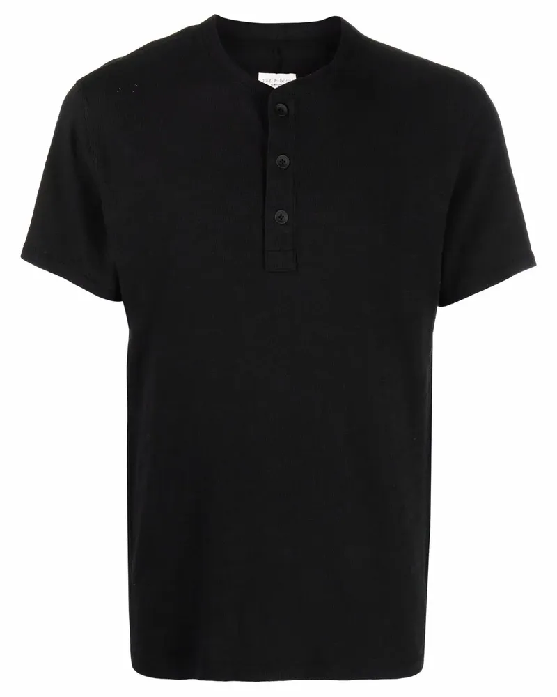 Rag & Bone T-Shirt mit Henley-Kragen - Schwarz Schwarz