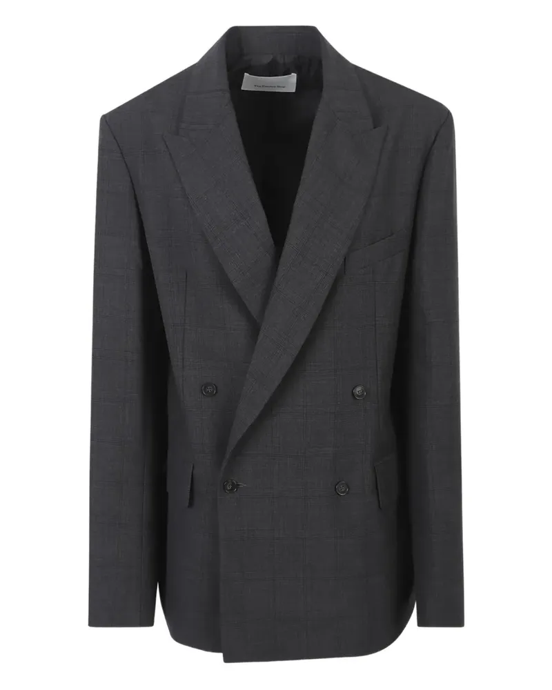 FRANKIE Shop Nework plaid double-breasted blazer - Grau Grau