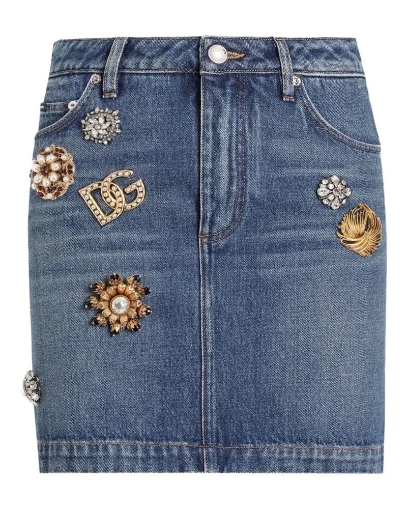 Dolce & Gabbana Verzierter Jeans-Minirock - Blau Blau
