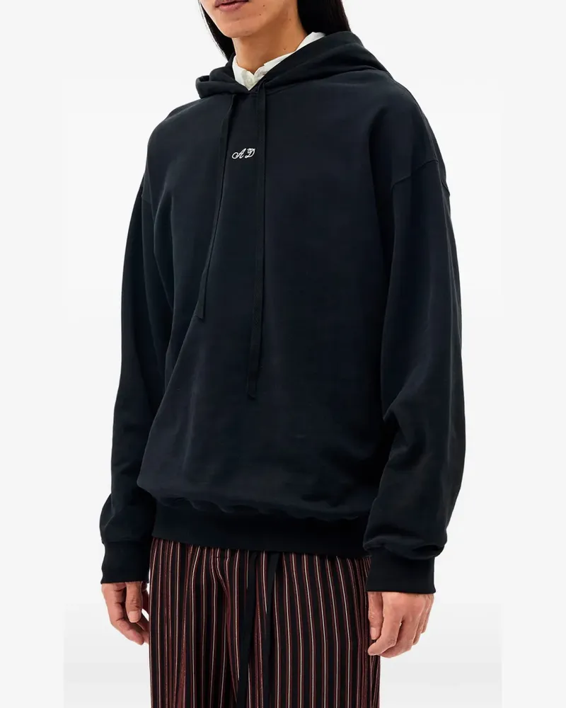 Ann Demeulemeester Hoodie mit Logo-Stickerei - Schwarz Schwarz