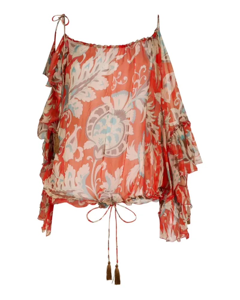 Etro Asymmetrisches Oberteil mit Blumendetail - Rot Rot