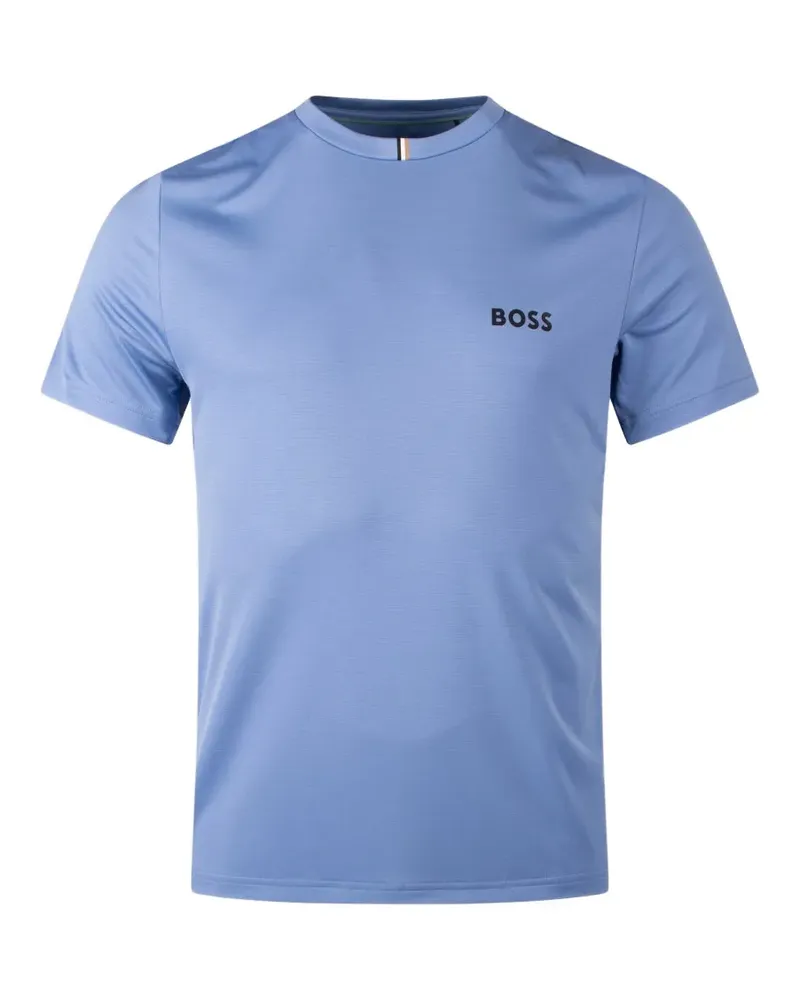HUGO BOSS logo-print stripe-detail T-shirt - Blau Blau