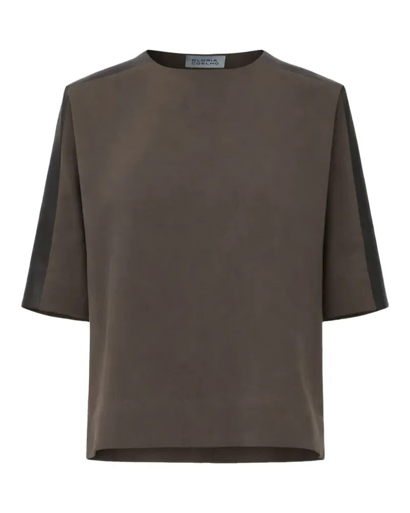 Gloria Coelho T-Shirt mit Einsätzen - Braun Braun