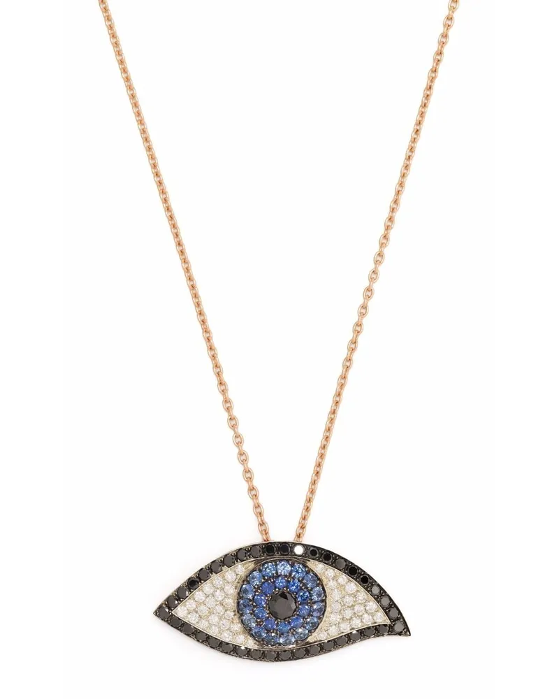 Monan 18kt Rotgoldhalskette mit Schmucksteinen - Rosa Rosa