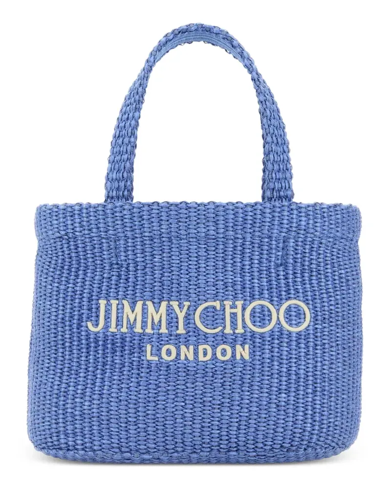 Jimmy Choo Kleine Strandtasche aus Raffiabast - Blau Blau
