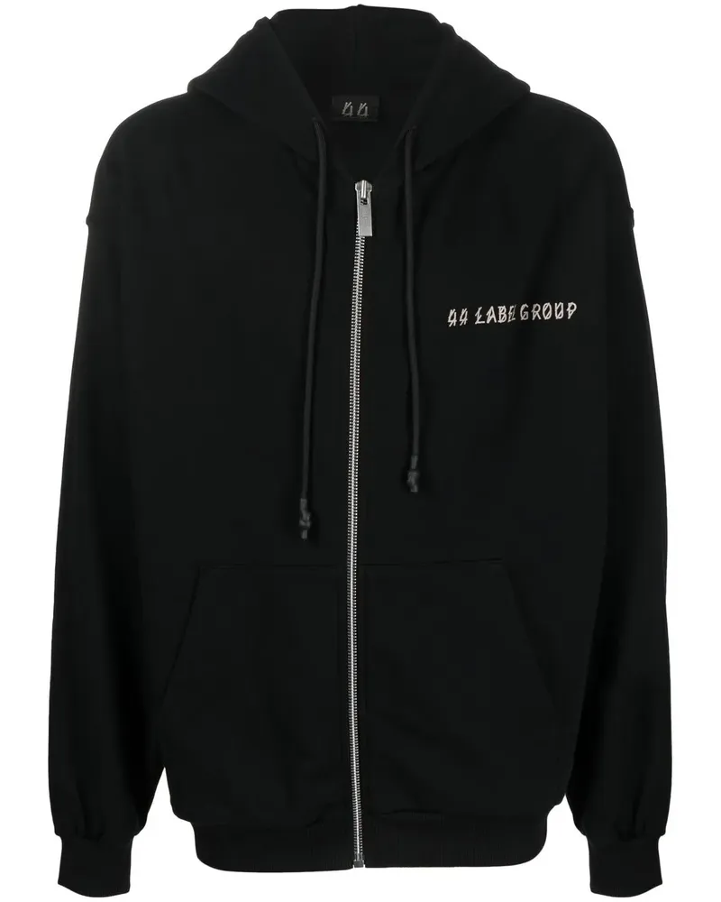44 LABEL GROUP Kapuzenjacke mit Logo-Print - Schwarz Schwarz