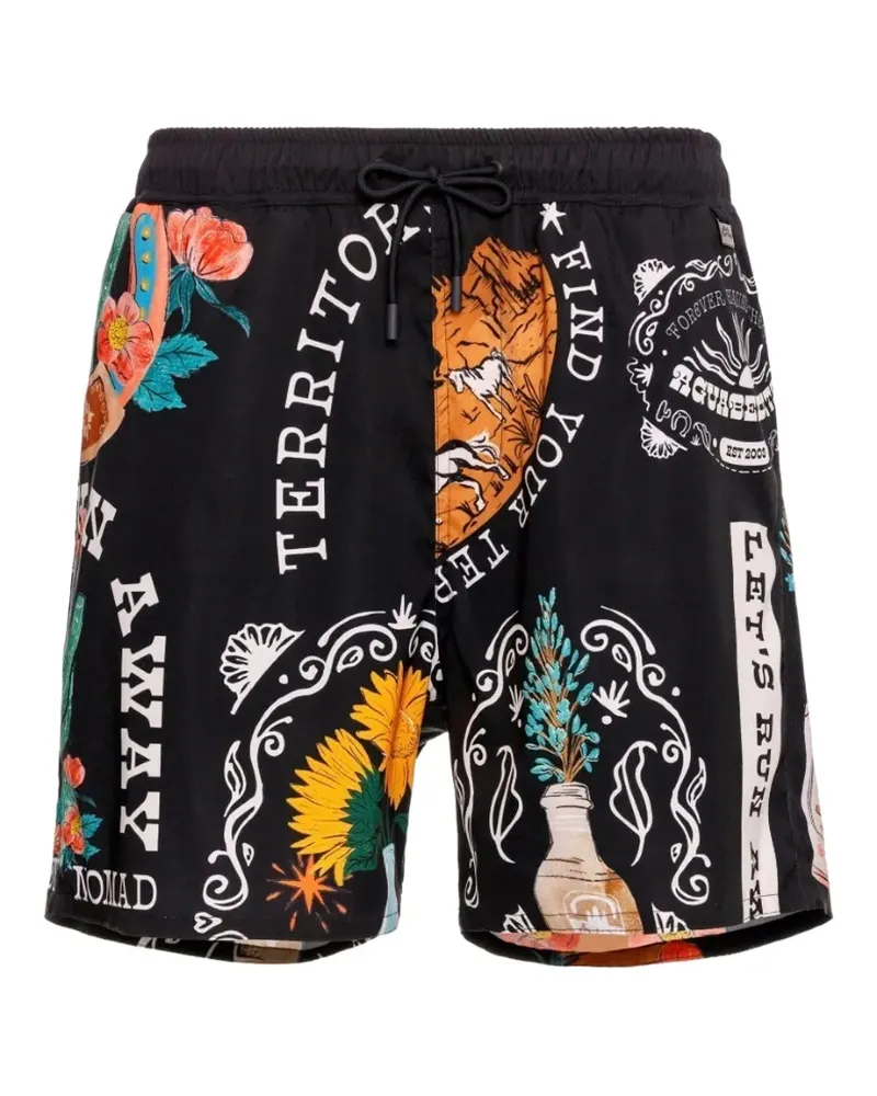 AGUA BENDITA Joe Badeshorts mit Print - Schwarz Schwarz