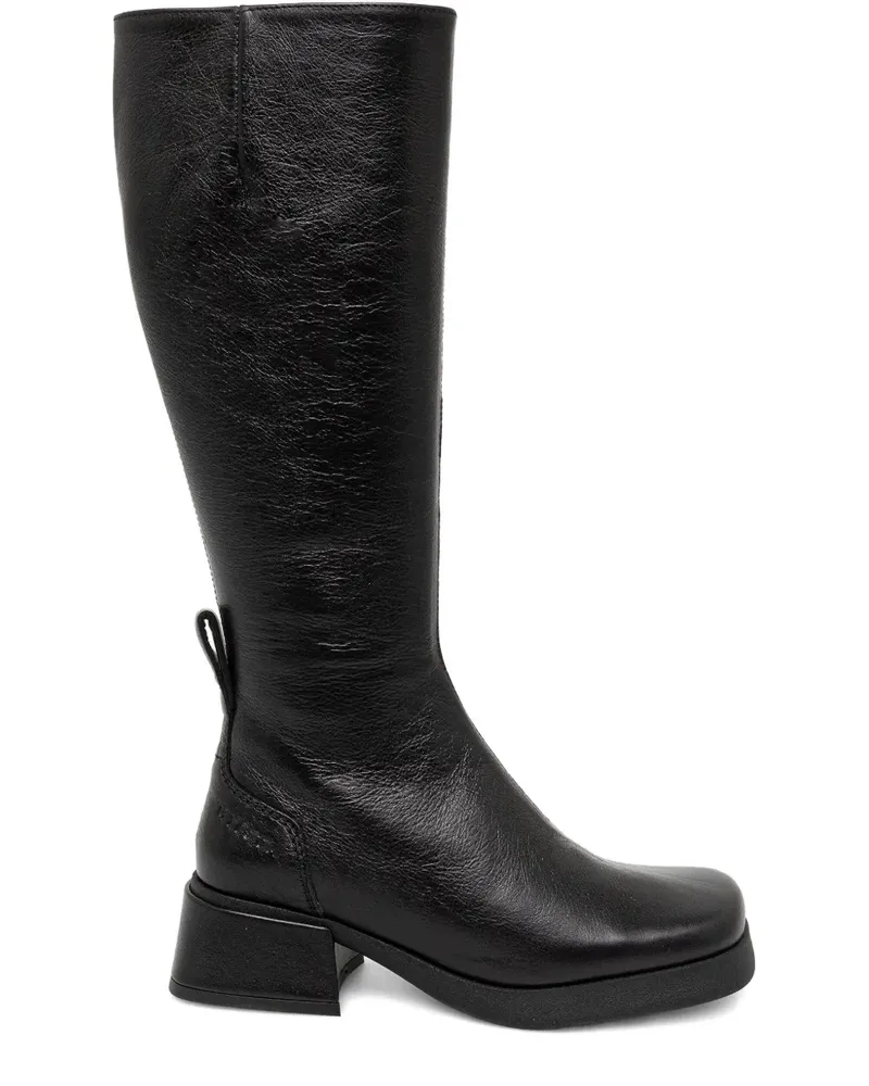 Miista Kniehohe Brunildha Stiefel mit eckiger Kappe 45mm - Schwarz Schwarz