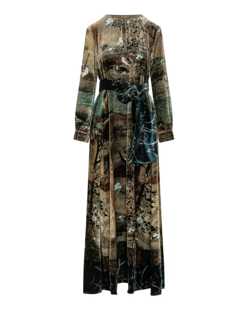 Pierre-Louis Mascia Maxikleid mit Landschafts-Print - Braun Braun