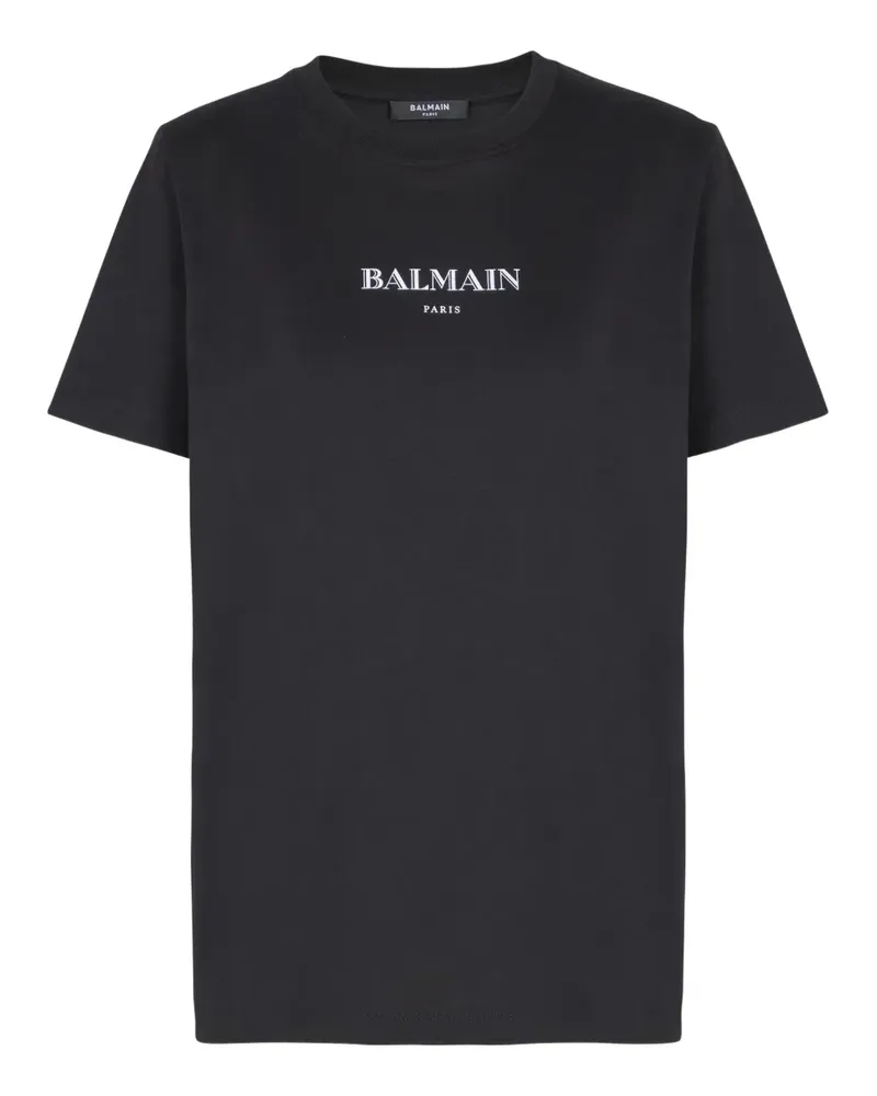 Balmain T-Shirt mit Logo-Stickerei - Schwarz Schwarz