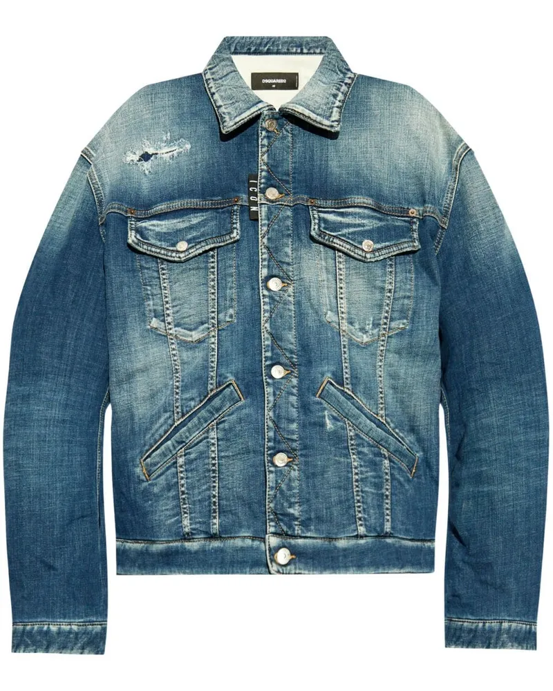 Dsquared2 Jeansjacke im Distressed-Look Blau