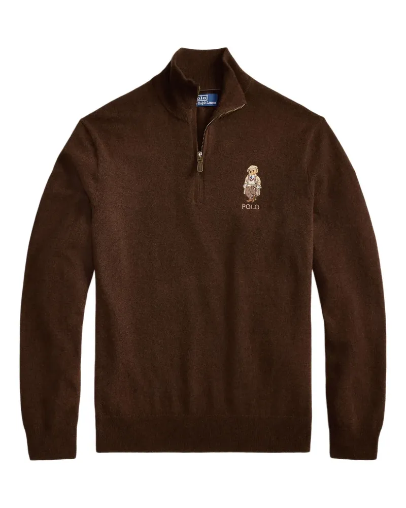 Ralph Lauren Polo Bear-Pullover mit kurzem Reißverschluss - Braun Braun