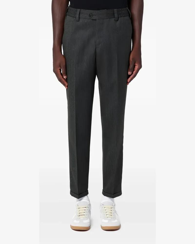 PT TORINO Cropped-Hose mit Fischgrätenmuster - Grau Grau