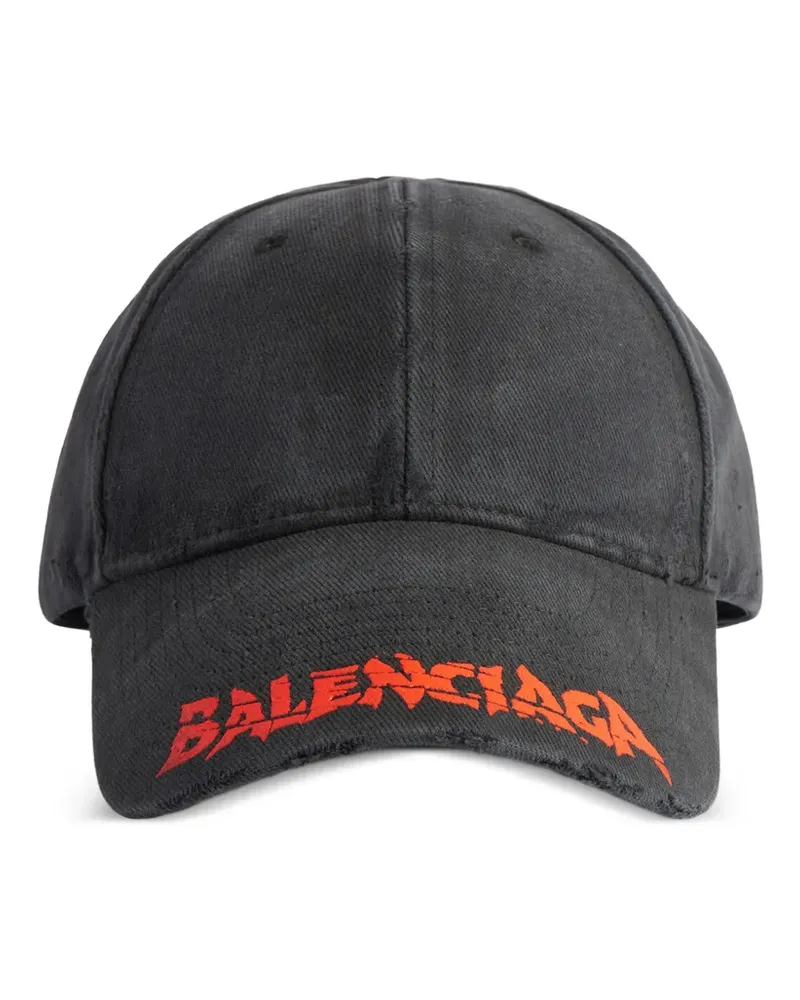 Balenciaga logo-print distressed baseball cap - Grau Grau