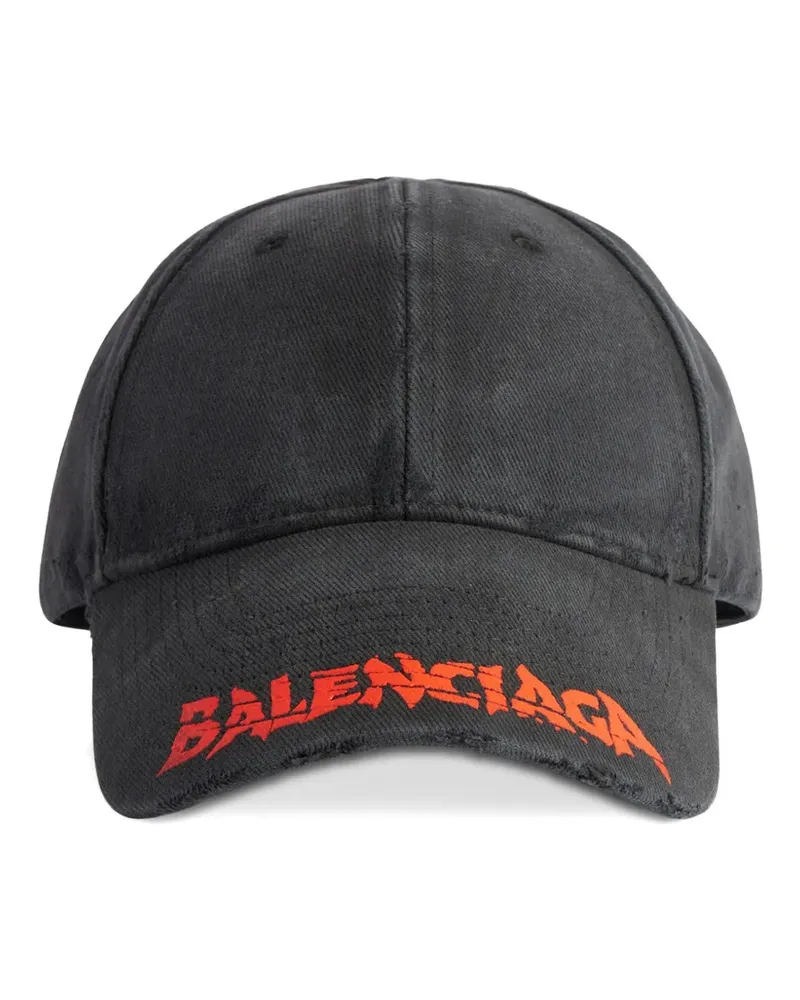 Balenciaga logo-print distressed baseball cap - Grau Grau