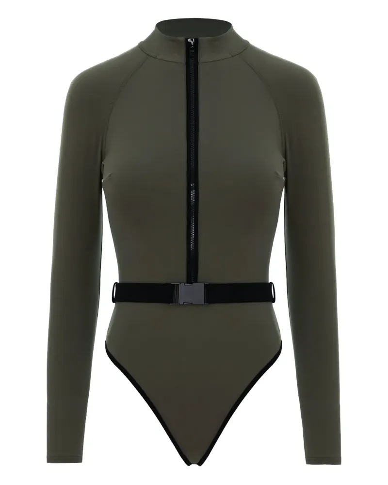 Noire Swimwear Badeanzug mit langen Ärmeln - Grün Grün