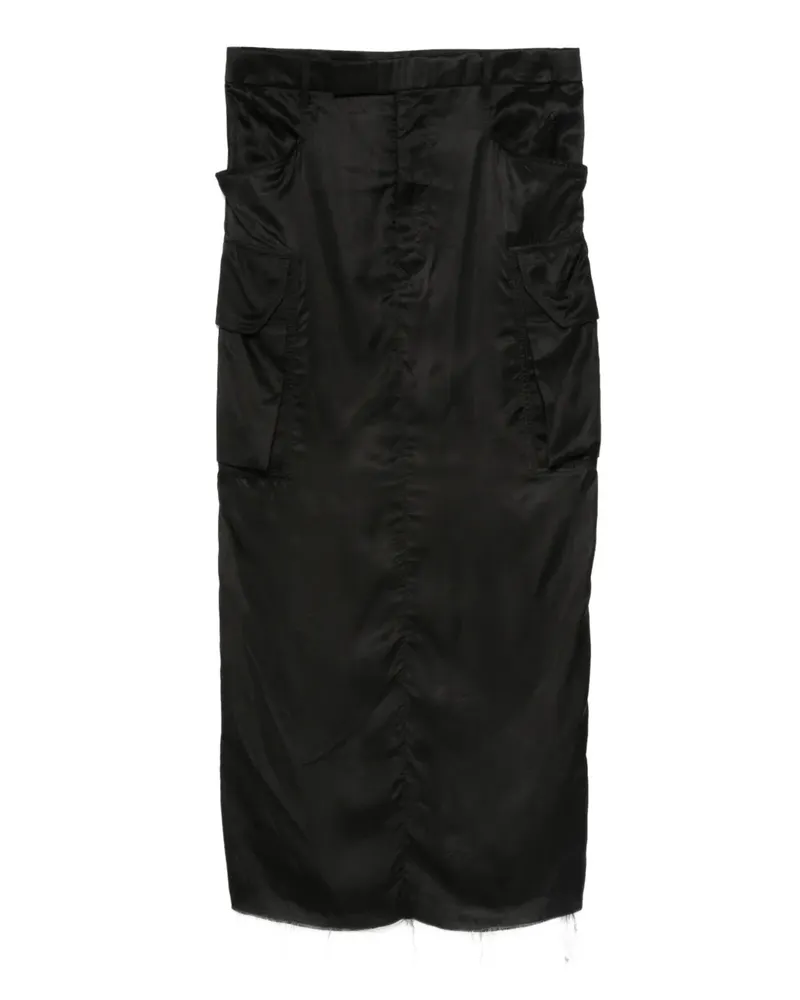 Rick Owens Midirock mit ausgefranstem Saum - Schwarz Schwarz