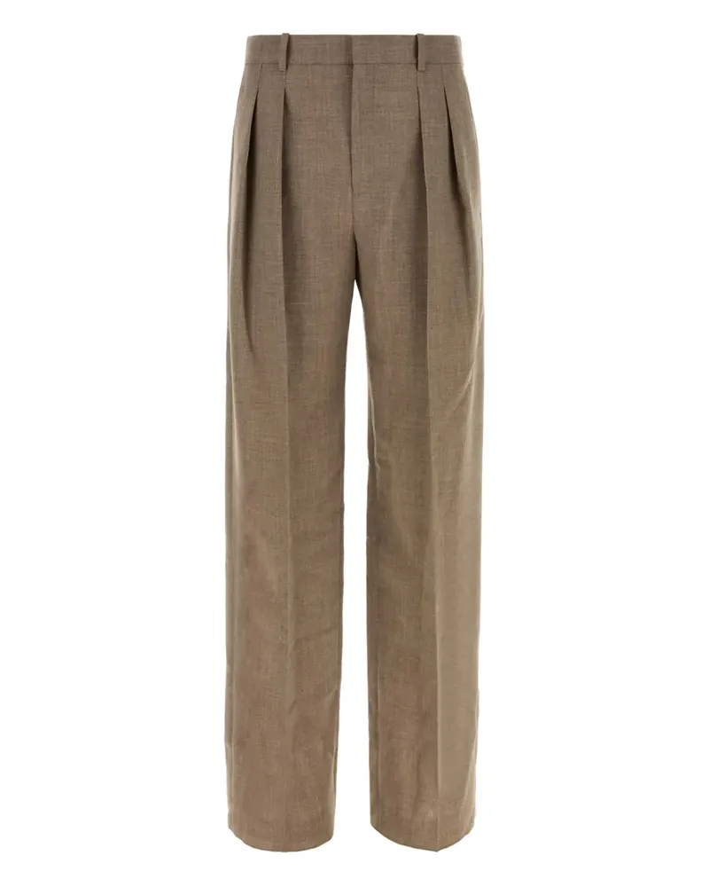 Saint Laurent pleated wool trousers - Braun Braun