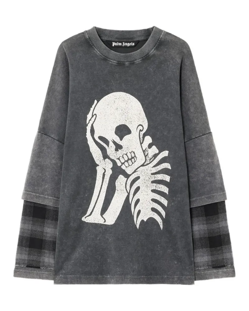 Palm Angels Langärmeliges Hemd mit Totenkopf - Grau Grau