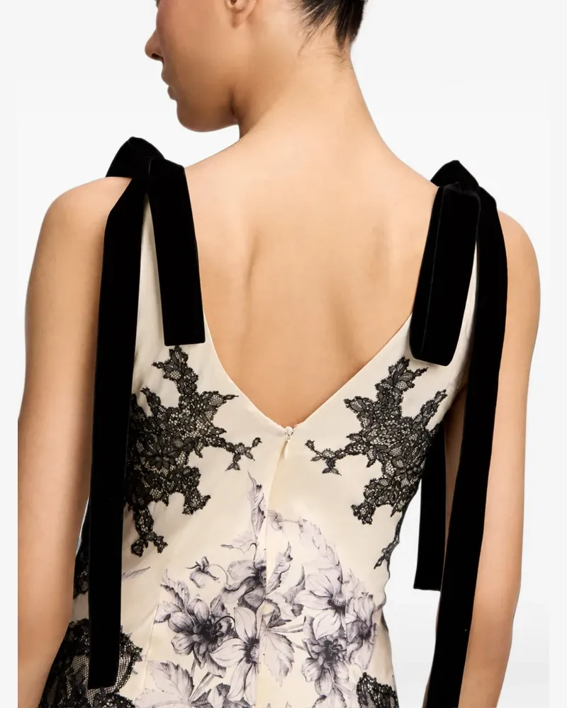 Cinq à Sept Antonella Abendkleid mit Spitzeneinsatz und Blumenprint - Nude Nude