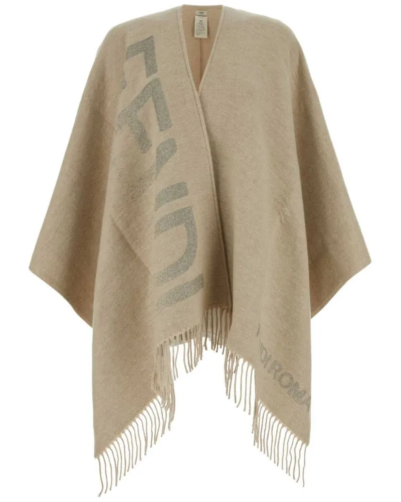 Fendi Poncho mit Fransen Nude