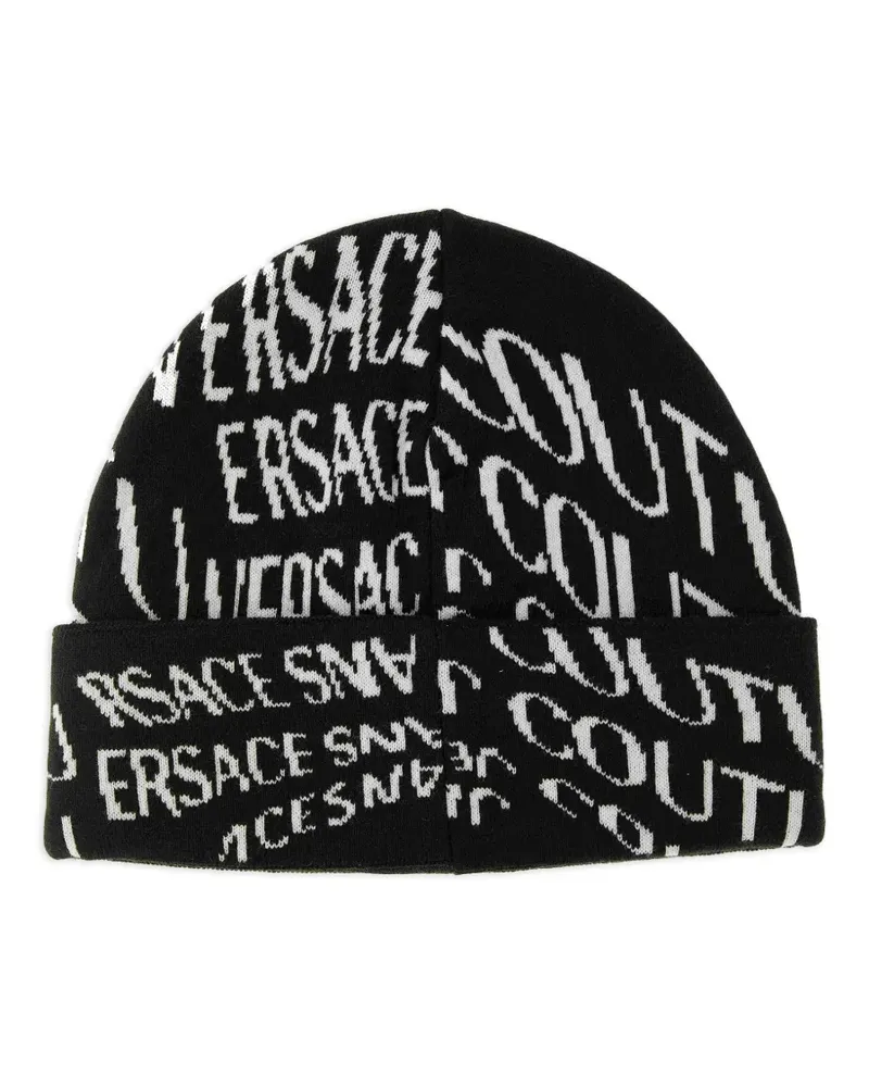 Versace Jeans Beanie mit Logo-Muster - Schwarz Schwarz