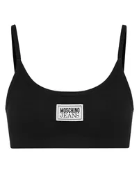 Moschino Geripptes Bustier mit Logo-Applikation Schwarz