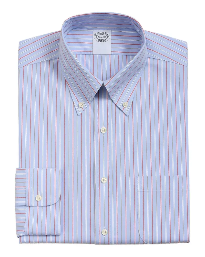 Brooks Brothers Gestreiftes Hemd mit Knopfleiste - Blau Blau