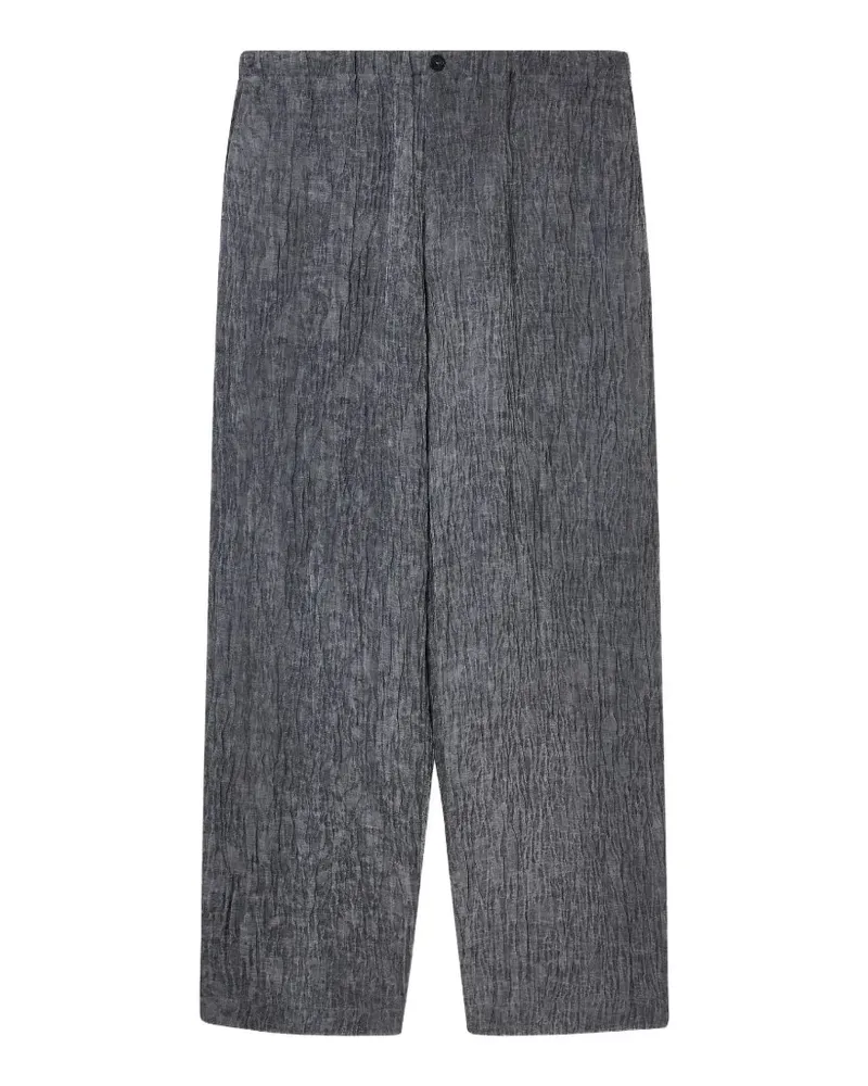 Emporio Armani bark-effect straight-leg trousers - Grau Grau
