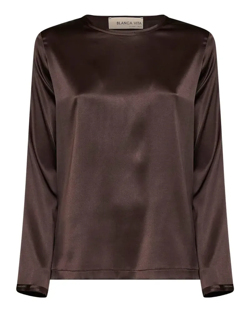 Blanca raw-edge long-sleeve blouse - Braun Braun