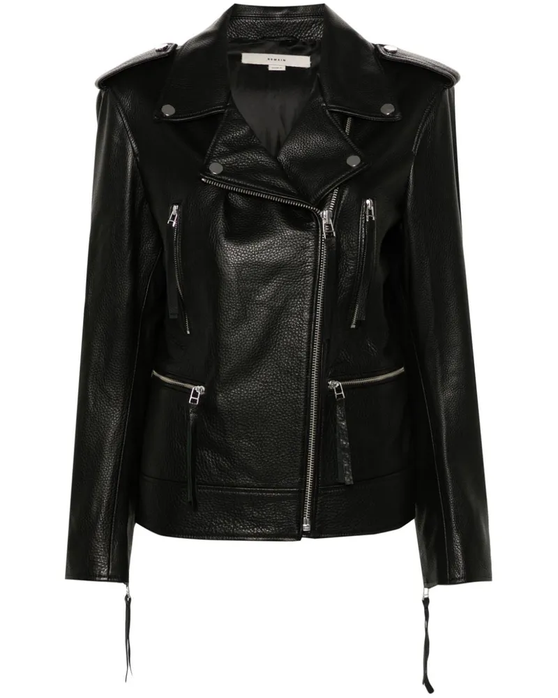 REMAIN Bikerjacke aus Leder - Schwarz Schwarz