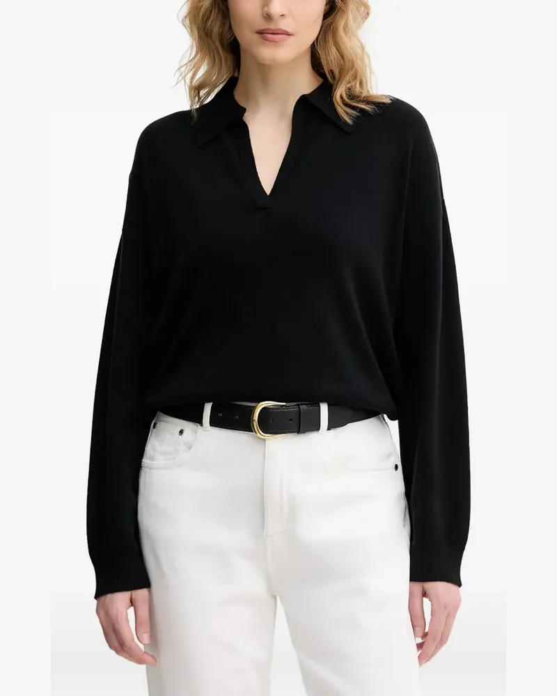 Benetton polo-collar drop-shoulder sweater - Schwarz Schwarz