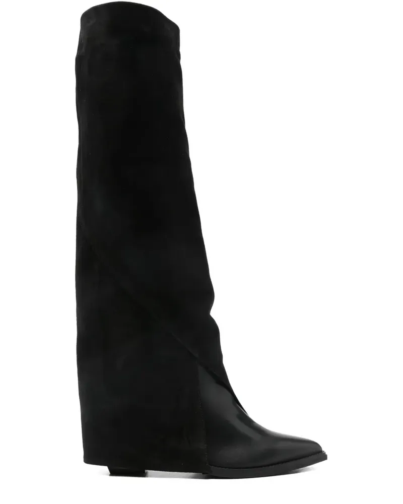 Julie Dee Stiefel aus Wildleder 85mm - Schwarz Schwarz