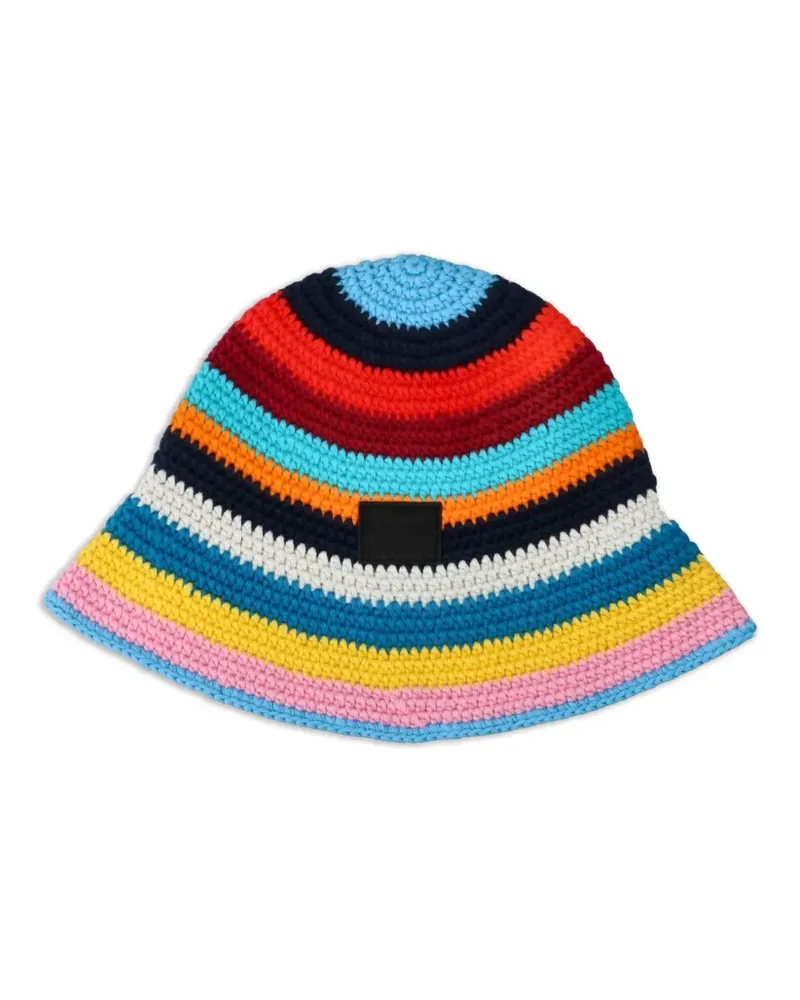 Paul Smith Gestreifte Mütze mit Logo-Patch - Blau Blau