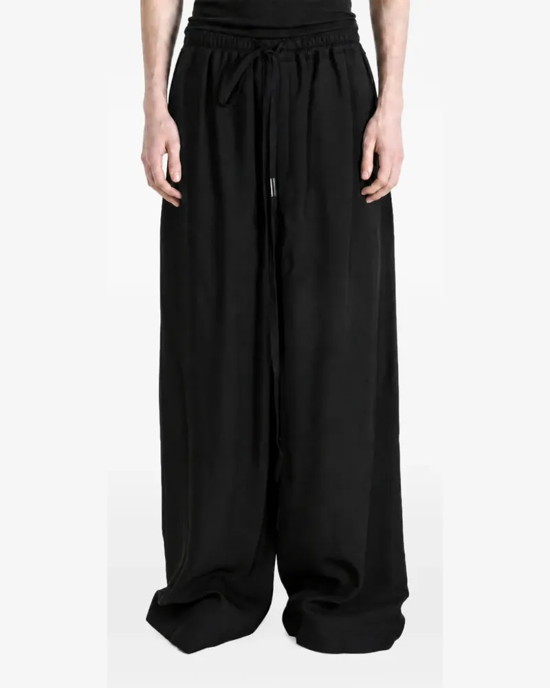 Ann Demeulemeester Eron Wide-Leg-Hose mit Kordelzug - Schwarz Schwarz